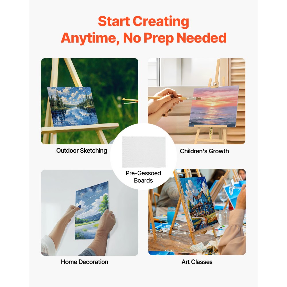 VEVOR Canvas Boards for Painting, 9 x 12 Inch White Canvases for Painting, 24 Pack Painting Canvas Panels for Sketching, Acrylic and Oil Painting, Watercolor, Paint Canvas for Kids and Professionals