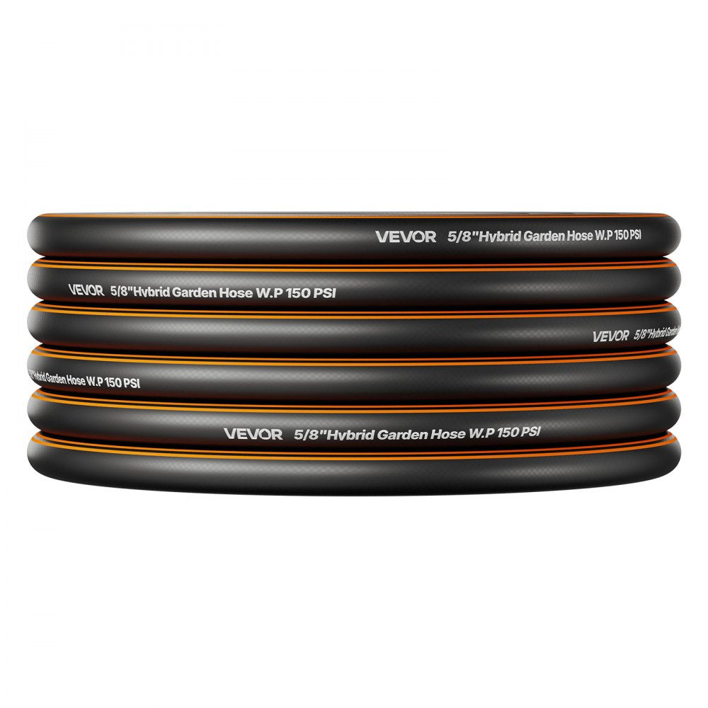 VEVOR Garden Hose, 150 ft 5/8" Heavy Duty Rubber Water Hose with 10 Mode Nozzle, 150PSI Working & 600PSI Burst, Flexible & Non-kink Outdoor Waterhose with 3/4" Fitting, Lightweight Hoses for Gardening