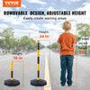 VEVOR Adjustable Traffic Delineator Post Cones, 2 Pack, Traffic Safety Delineator Barrier with Fillable Base 8FT Chain, for Traffic Control Warning Parking Lot Construction Caution Roads, Yellow&Black
