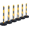 VEVOR Adjustable Traffic Delineator Post Cones, 6 Pack, Traffic Safety Delineator Barrier with Fillable Base 8FT Chain, for Traffic Control Warning Parking Lot Construction Caution Roads, Yellow&Black