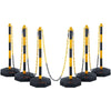 VEVOR Adjustable Traffic Delineator Post Cones, 6 Pack, Traffic Safety Delineator Barrier with Fillable Base 8FT Chain, for Traffic Control Warning Parking Lot Construction Caution Roads, Yellow&Black