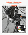 VEVOR hybrid bike Shimano 7-speed gear drivetrain detail