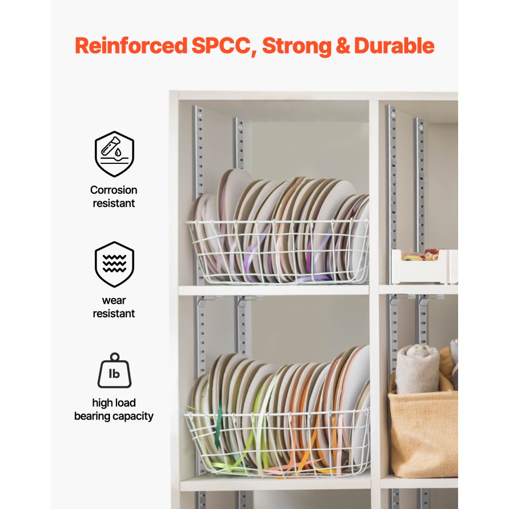 VEVOR Shelf Pilaster, 36.3-inch 6 Pack, Adjustable Shelf Brackets Steel Mortise Mount Pilaster Strip Standards with 24 Screws, Suitable for Wall Shelving System Cabinet Closet Organization