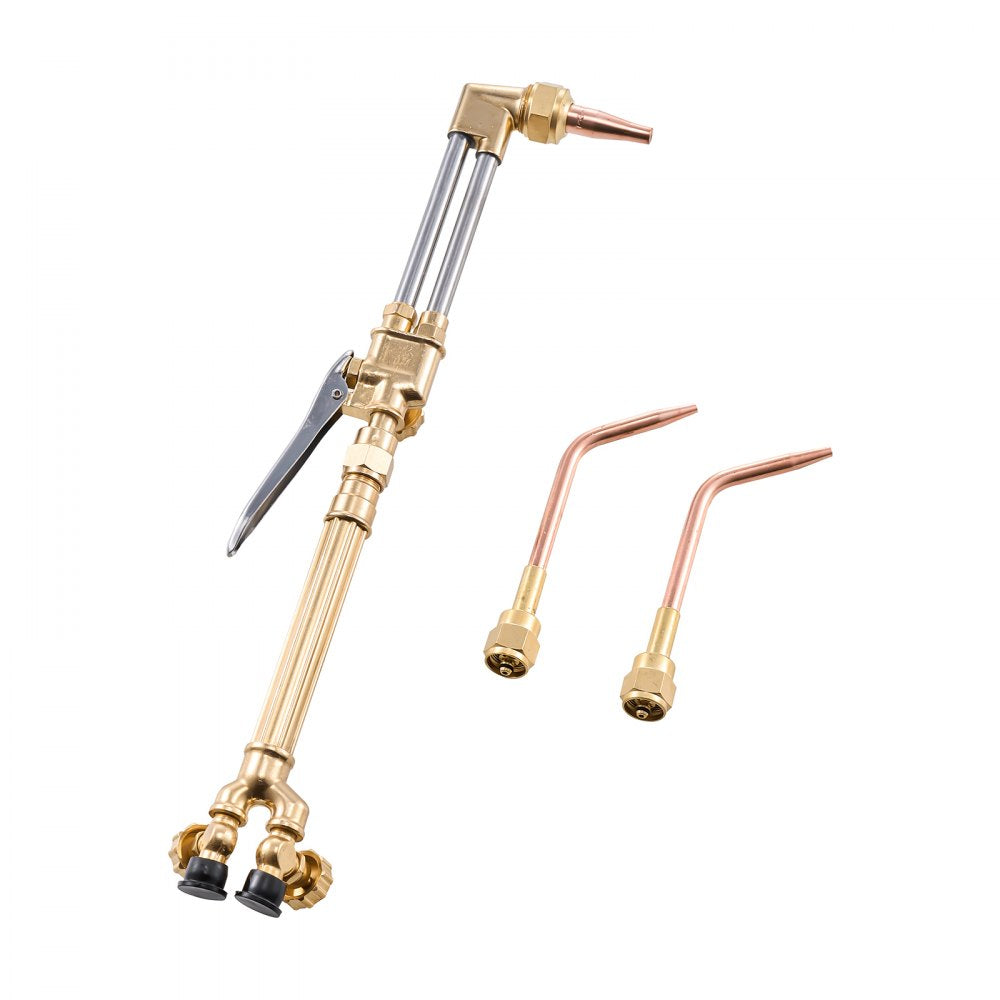 VEVOR Oxygen Acetylene Torch Kit, Gas Welding Cutting Torch Kit, 14PCS Portable Oxy Acetylene Brazing Set with 177'' Twin-Hose, Cutting Nozzle, 2 Welding Tips & Cylinder Holder (without Gas Cylinder)