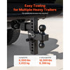 VEVOR Adjustable Trailer Hitch, Fit 2 Inch Receiver, Trailer Hitch Mount with 2 Inch & 2-5/16 Inch Balls, 18500 lbs GTW, 8 Inch Drop, Towing Ball Mounts for RVs, Off-Road Vehicles and Trucks, Black