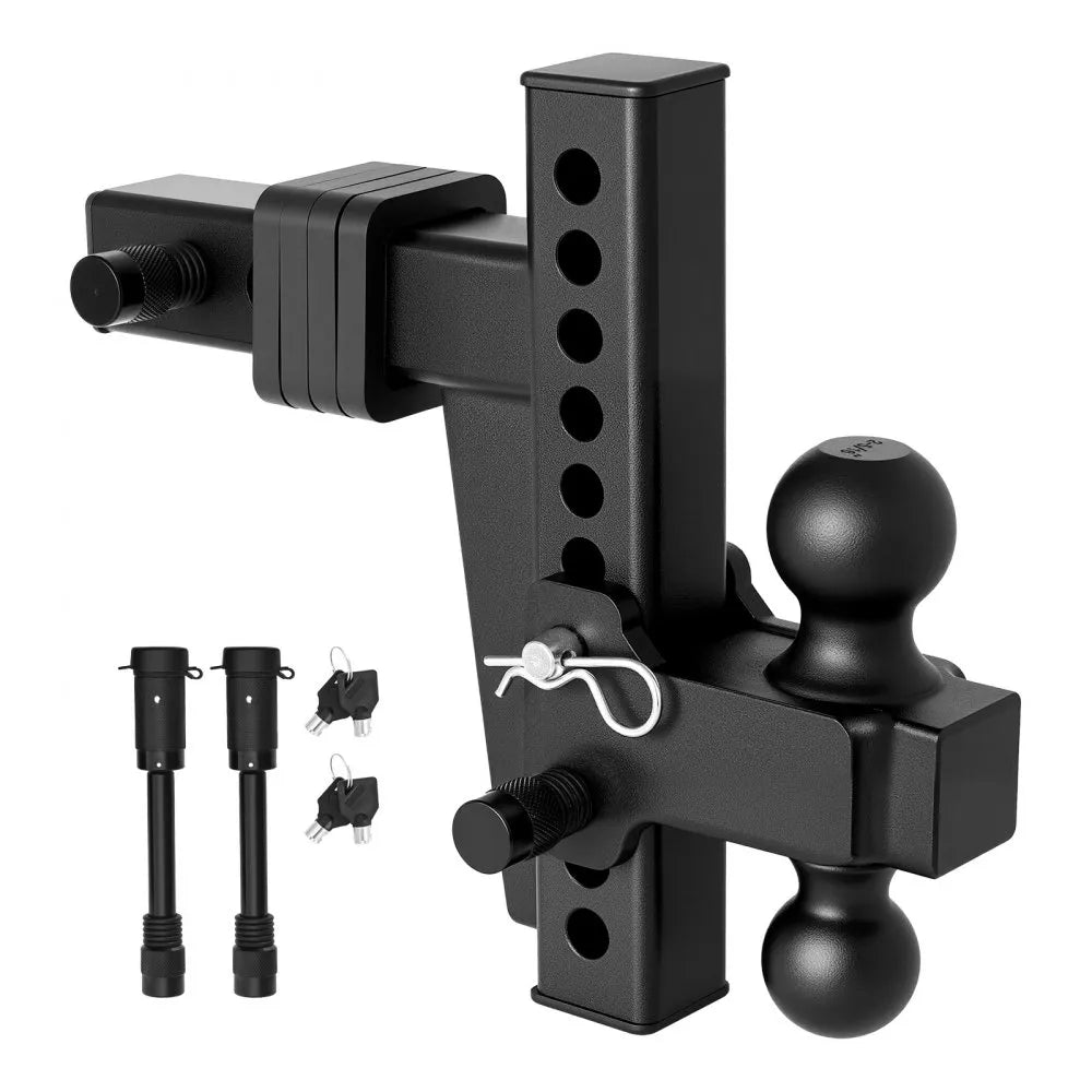 VEVOR Adjustable Trailer Hitch, Fit 2 Inch Receiver, Trailer Hitch Mount with 2 Inch & 2-5/16 Inch Balls, 18500 lbs GTW, 8 Inch Drop, Towing Ball Mounts for RVs, Off-Road Vehicles and Trucks, Black