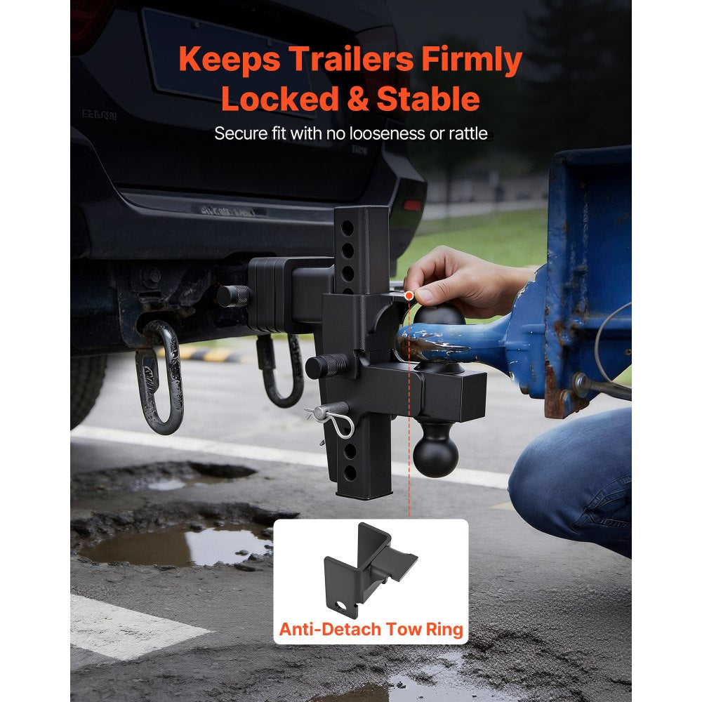 VEVOR Adjustable Trailer Hitch, Fit 2.5 Inch Receiver, Trailer Hitch Mount with 2 Inch & 2-5/16 Inch Balls, 21000 lbs GTW, 9 Inch Drop, Towing Ball Mounts for RVs, Off-Road Vehicles and Trucks, Black