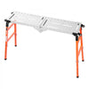 VEVOR 2-in-1 Foldable Welding Table 55" x 14" Work Bench 1100LBS Capacity, 5-Level Height Adjustable, Heavy-Duty Steel Welding Platform with 4 Wheels, 12 Tool Slots & 0.55" Fixture Holes for Workshops