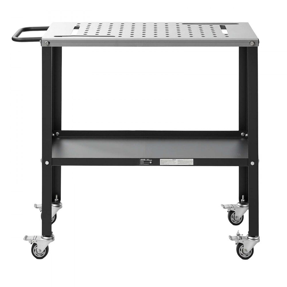 VEVOR Welding Table 36" x 18" Movable Welding Workbench 1200LBS Capacity, Heavy-Duty Steel Work Table Platform with 4 Lockable Casters, 4 Tool Slots, 0.63" Fixture Holes, Tool Tray for Workshops