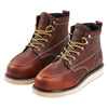 VEVOR Steel Toe Work Boots, US Size 10.5, Waterproof Moc Toe Work Boots for Men, Slip-Resistant Work Boot, Lightweight and Breathable EVA Rubber Sole Mens Boots for Industry Construction, Brown