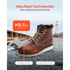 VEVOR Steel Toe Work Boots, US Size 12, Waterproof Moc Toe Work Boots for Men, Slip-Resistant Work Boot, Lightweight and Breathable EVA Rubber Sole Mens Boots for Industry Construction, Brown