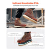 VEVOR Steel Toe Work Boots, US Size 8.5, Waterproof Moc Toe Work Boots for Men, Slip-Resistant Work Boot, Lightweight and Breathable EVA Rubber Sole Mens Boots for Industry Construction, Brown