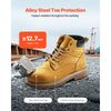 VEVOR Steel Toe Work Boots, US Size 13, Waterproof Work Boots for Men, Slip-Resistant Work Boot, Lightweight and Breathable Rubber Sole Mens Boots for Industry Construction, Brown Yellow
