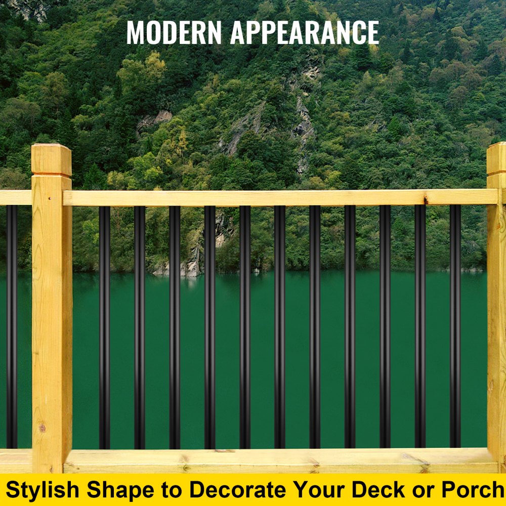 VEVOR Deck Balusters, 51 Pack Metal Deck Spindles, 26\"x0.75\" Staircase Baluster with Screws, Aluminum Alloy Deck Railing for Wood and Composite Deck, Circle Baluster for Outdoor Stair Deck Porch