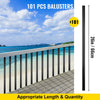 VEVOR Deck Balusters, 101 Pack Metal Deck Spindles, 26\"x0.75\" Staircase Baluster with Screws, Aluminum Alloy Deck Railing for Wood and Composite Deck, Circle Baluster for Outdoor Stair Deck Porch