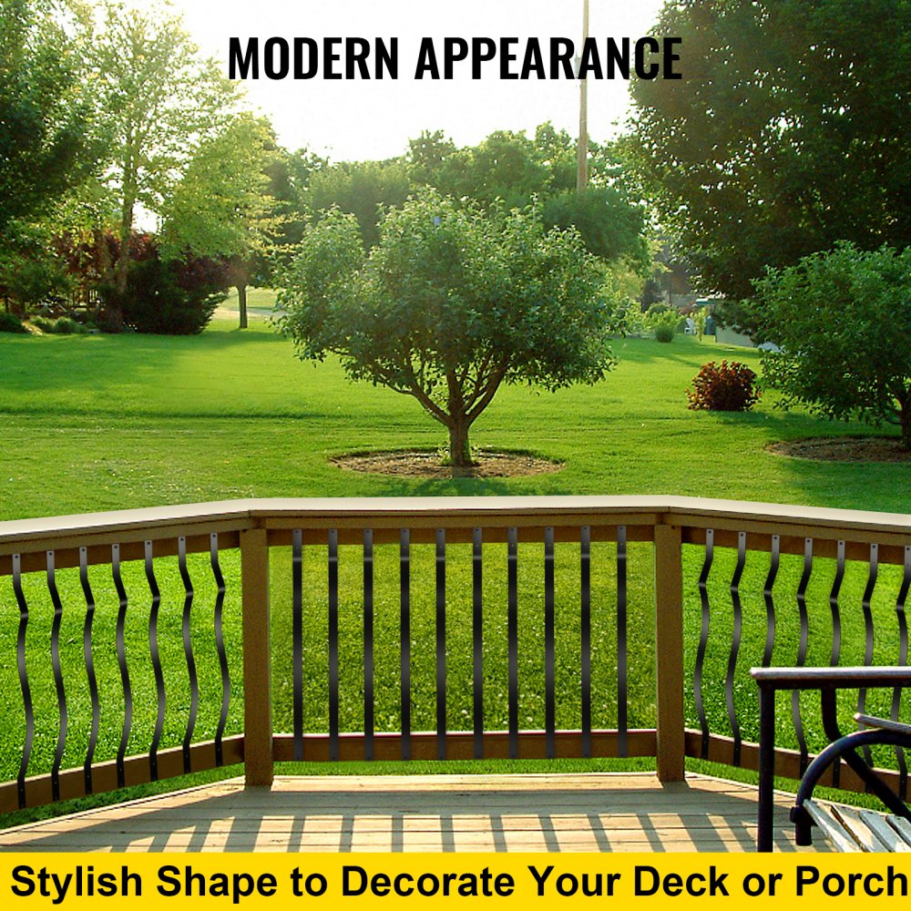 VEVOR Deck Balusters, 51 Pack Metal Deck Spindles, 32.25\"x1\" Staircase Baluster with Screws, Aluminum Alloy Deck Railing for Wood and Composite Deck, Stylish Baluster for Outdoor Stair Deck Porch