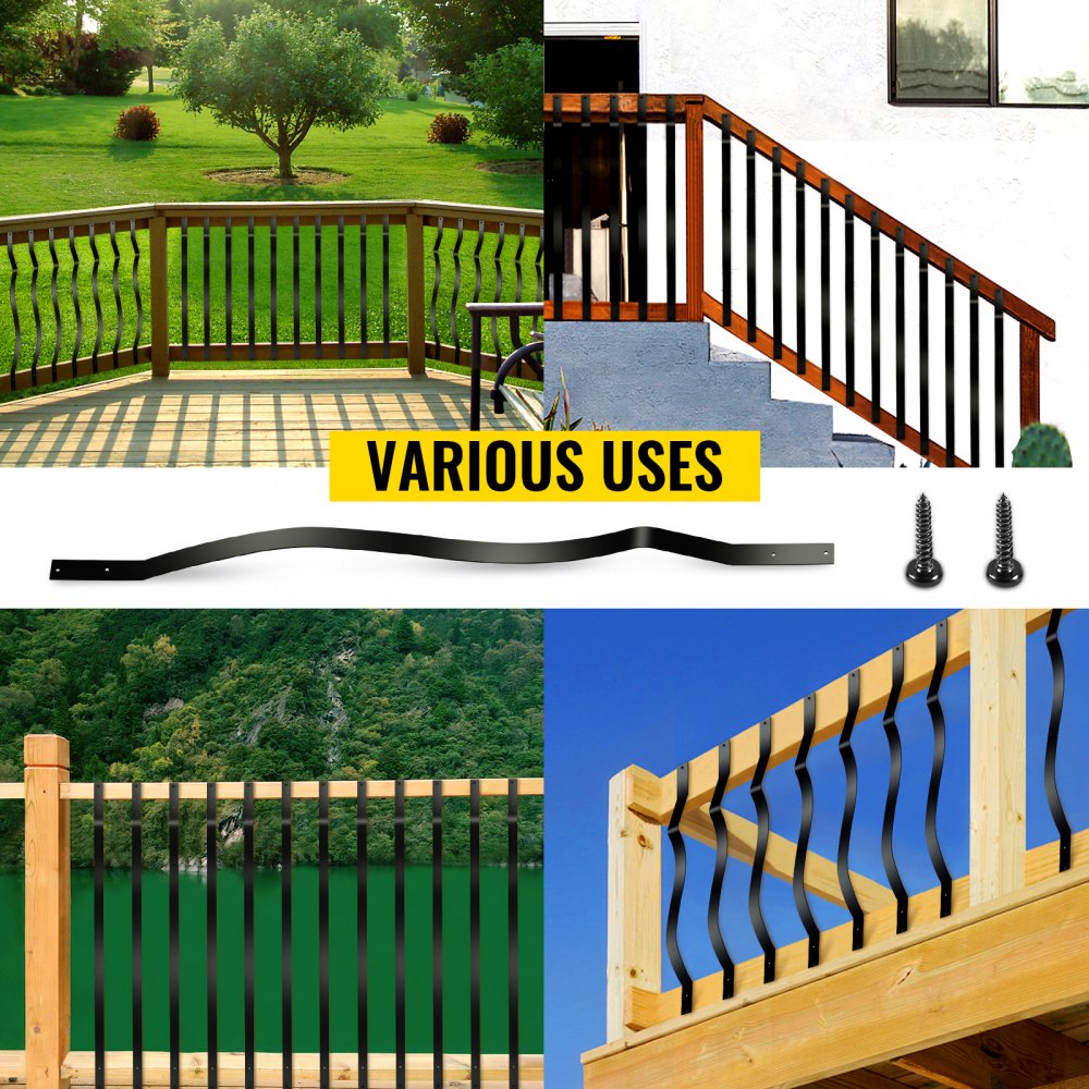 VEVOR Deck Balusters, 51 Pack Metal Deck Spindles, 32.25\"x1\" Staircase Baluster with Screws, Aluminum Alloy Deck Railing for Wood and Composite Deck, Stylish Baluster for Outdoor Stair Deck Porch