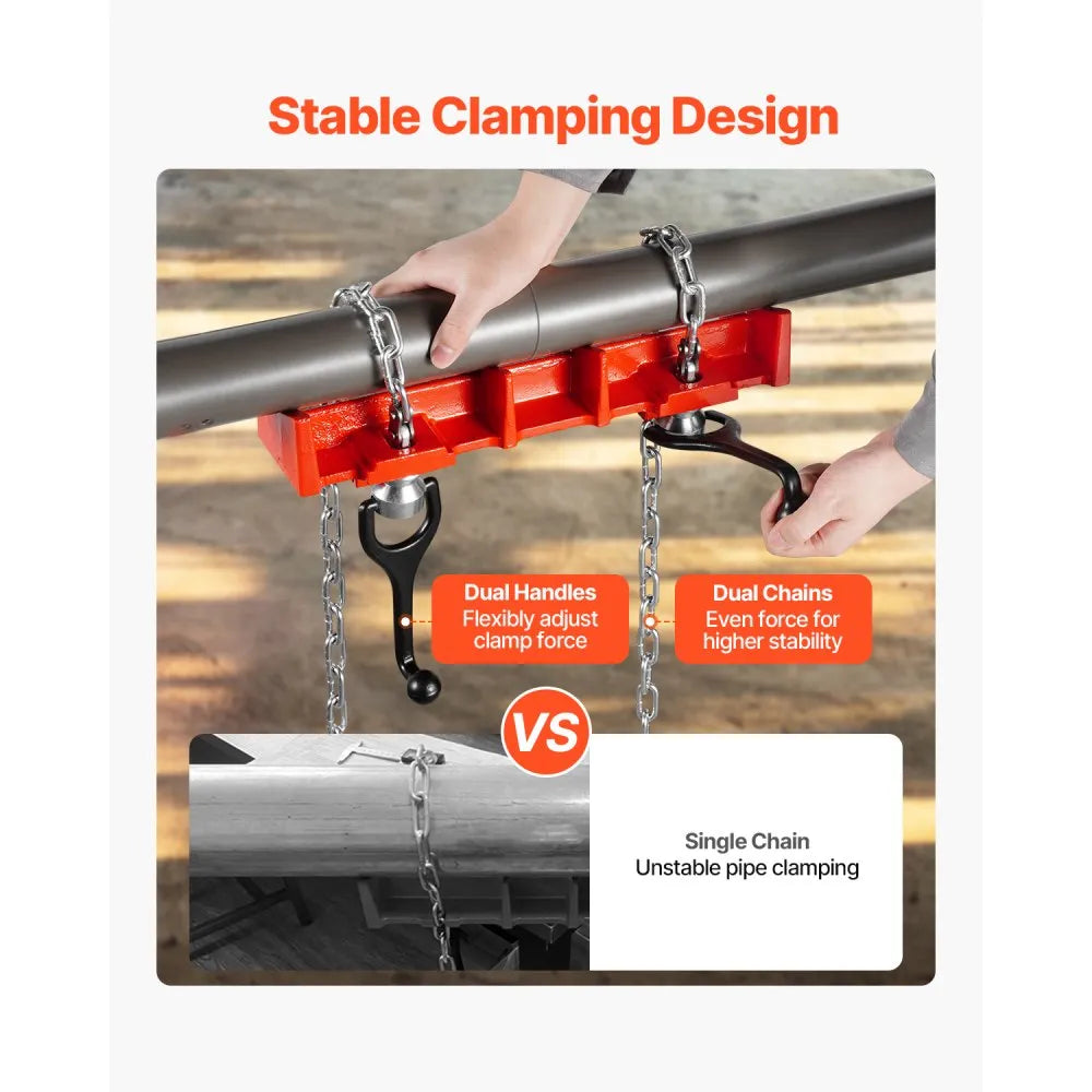 VEVOR Pipe Welding Vise, 1/2" to 8" Pipe Welding Clamp with Dual Chains & Crank Handles, Heavy-Duty Cast Iron Welding Vise for a Variety of Pipes