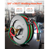 VEVOR Retractable Welding Hose Reel, 1/4-Inch x 50FT Twin Oxygen Acetylene Rubber Hose Max 300PSI - T Grade, Ceiling/Wall Mount Heavy Duty Steel Hose Reel Auto-Rewind, Ideal for Workshops Garages