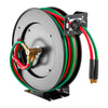 VEVOR Retractable Welding Hose Reel, 1/4-Inch x 50FT Twin Oxygen Acetylene Rubber Hose Max 300PSI - R Grade, Ceiling/Wall Mount Heavy Duty Steel Hose Reel Auto-Rewind, Ideal for Workshops Garages