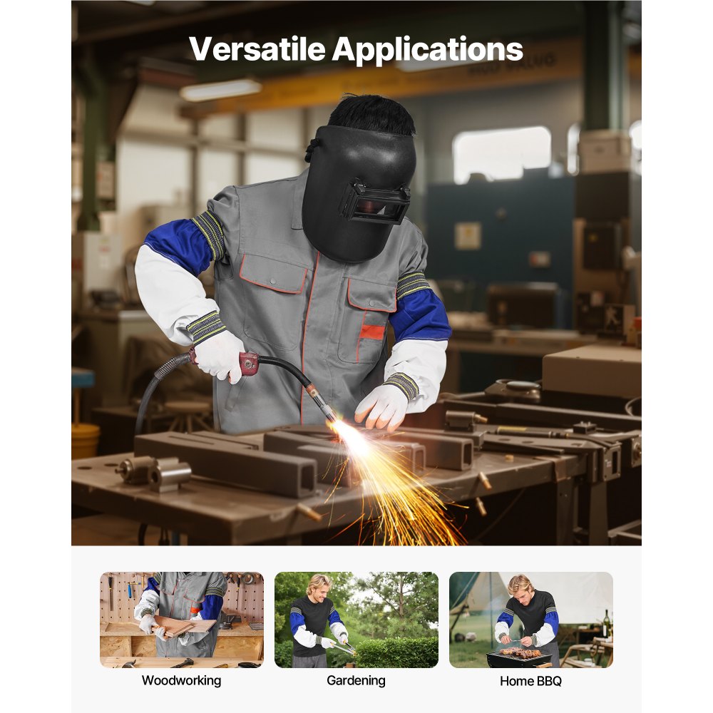 VEVOR Flame Resistant Welding Sleeves, Heavy Duty Sheepskin & FR Cotton Arm Protection Sleeves for Men Women, Heat Resistant with Elastic Cuffs for Welding, Woodworking, Blacksmithing