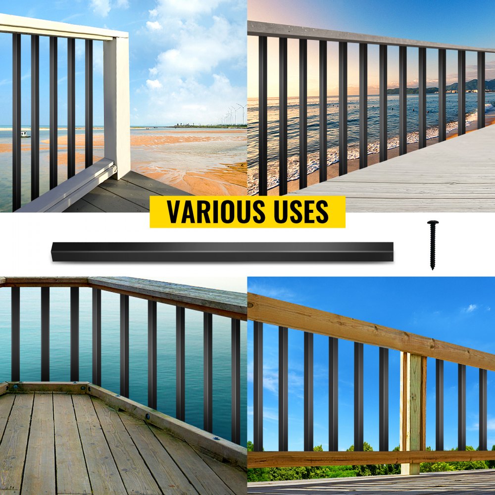 VEVOR Deck Balusters, 101 Pack Metal Deck Spindles, 26\"x0.75\" Staircase Baluster with Screws, Aluminum Alloy Deck Railing for Wood and Composite Deck, Square Baluster for Outdoor Stair Deck Porch