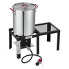 VEVOR 30 QT Turkey Fryer Set and Seafood Boiler Aluminum Deep Frying Pot, Outdoor Cooker for Crawfish, Crab, Lobster, Complete Cooking Kit with Basket, Side Table, Stand, 54,000 BTU Propane Burner