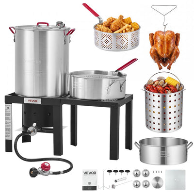 Vevor Outdoor Cooker 30 Qt. Turkey & 10 Qt. Fish Fryer Seafood Deep Boiler Kit New