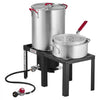 VEVOR 30 Qt. Turkey and 10 Qt. Fish Fryer Seafood Deep Boiler Aluminum, Outdoor Cooker for Crawfish, Crab, Lobster, Complete Steamer Kit with Basket, Side Table, Stand, 54,000 BTU Propane Burner