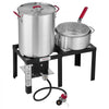 VEVOR 30 Qt. Turkey and 10 Qt. Fish Fryer Seafood Deep Boiler Aluminum, Outdoor Cooker for Crawfish, Crab, Lobster, Complete Steamer Kit with Basket, Side Table, Stand, 54,000 BTU Propane Burner