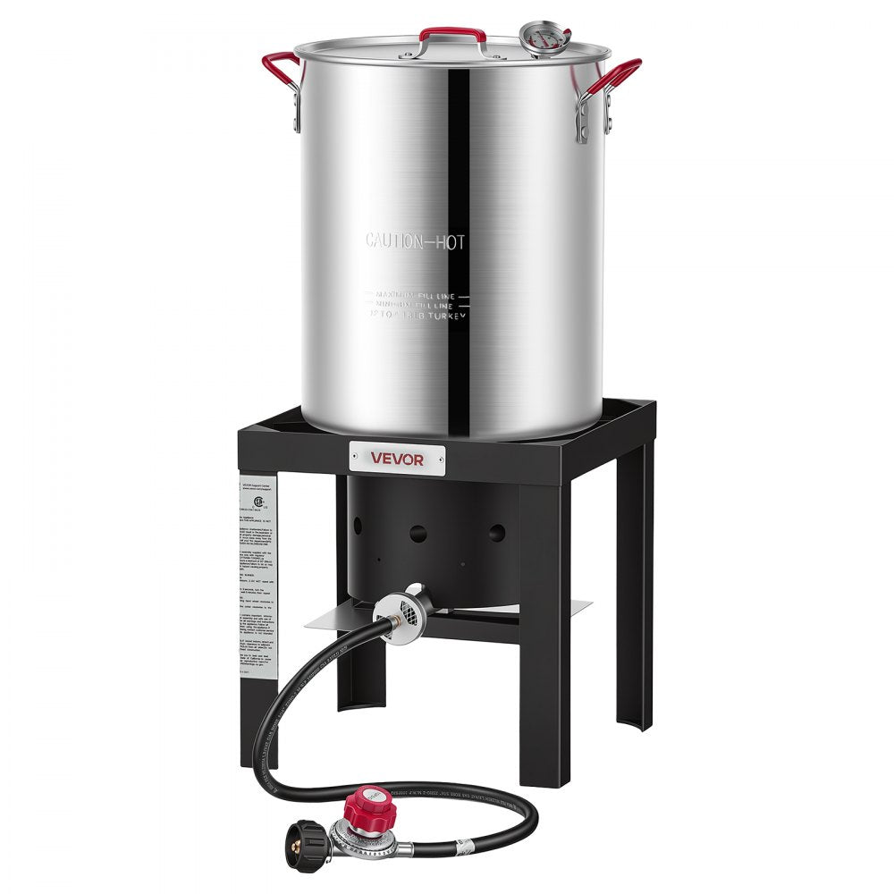 VEVOR 30 Qt. Turkey and 10 Qt. Fish Fryer Seafood Deep Boiler Aluminum, Outdoor Cooker for Crawfish, Crab, Shrimp, Lobster, Complete Steamer Kit with Basket, Stand, and 54,000 BTU Propane Burner