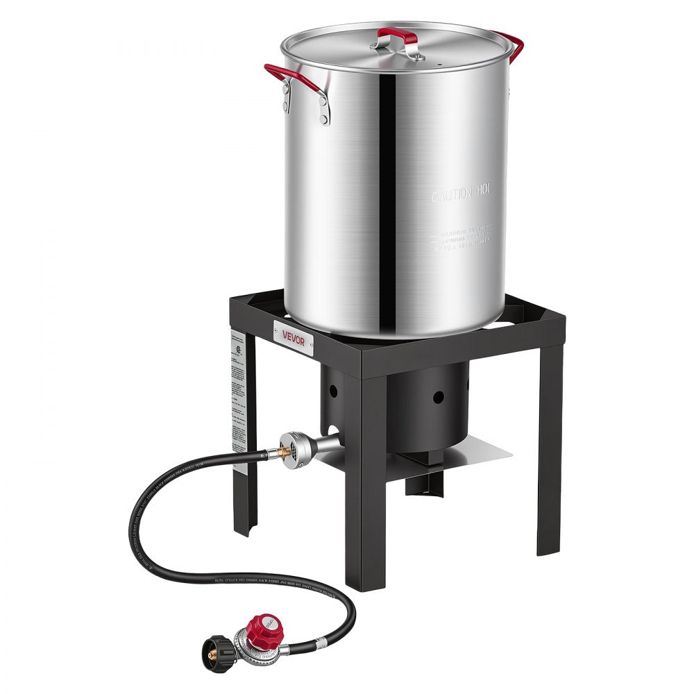 VEVOR 30 Qt. Turkey and 10 Qt. Fish Fryer Seafood Deep Boiler Aluminum, Outdoor Cooker for Crawfish, Crab, Shrimp, Lobster, Complete Steamer Kit with Basket, Stand, and 54,000 BTU Propane Burner