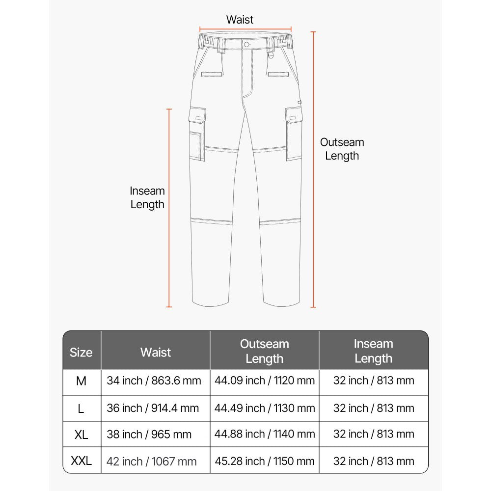 VEVOR FR Pants for Men, 9 oz 100% Cotton, Flame-Resistant Cargo Pants with Multi-Pockets and Elastic Waist, Reinforced Tear-proof Stitching, Ideal for Welding Work and Casual Wear, L Size, Black