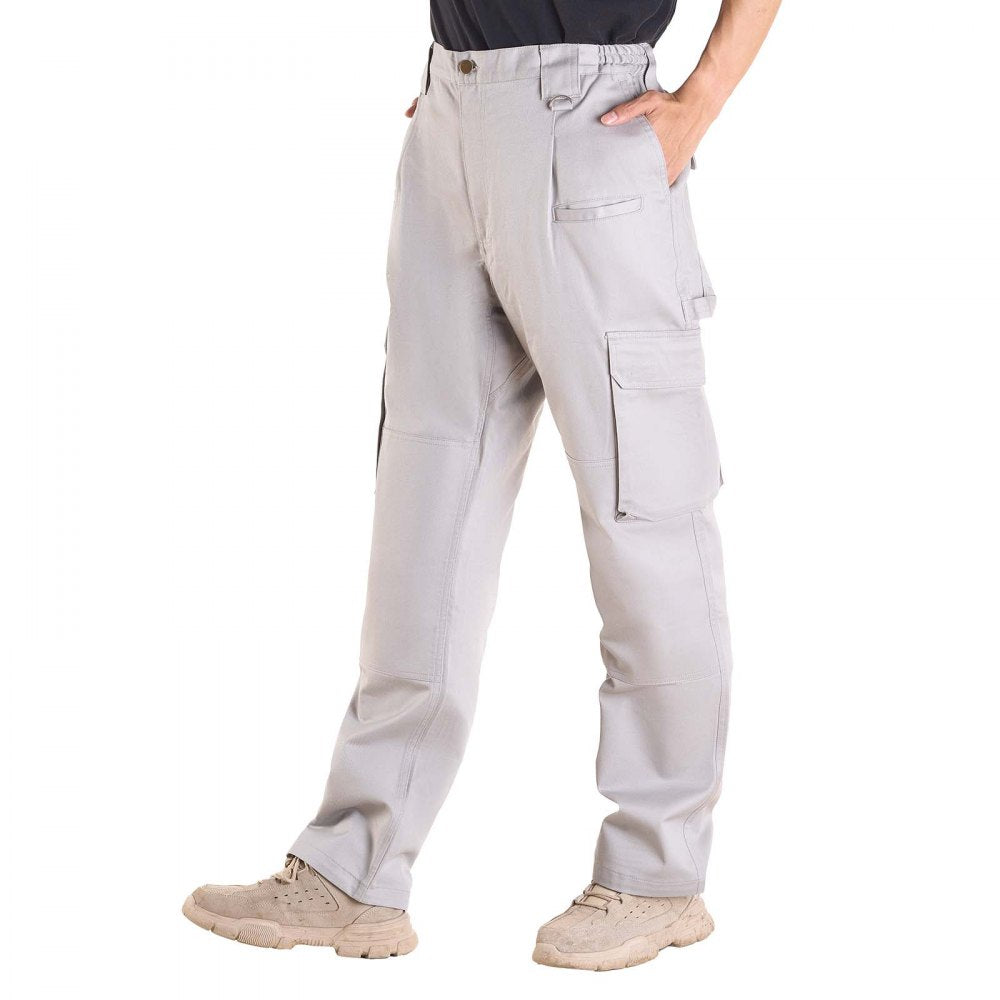 VEVOR FR Pants for Men, 9 oz 100% Cotton, Flame-Resistant Cargo Pants with Multi-Pockets and Elastic Waist, Reinforced Tear-proof Stitching, Ideal for Welding Work and Casual Wear, XL Size, Gray