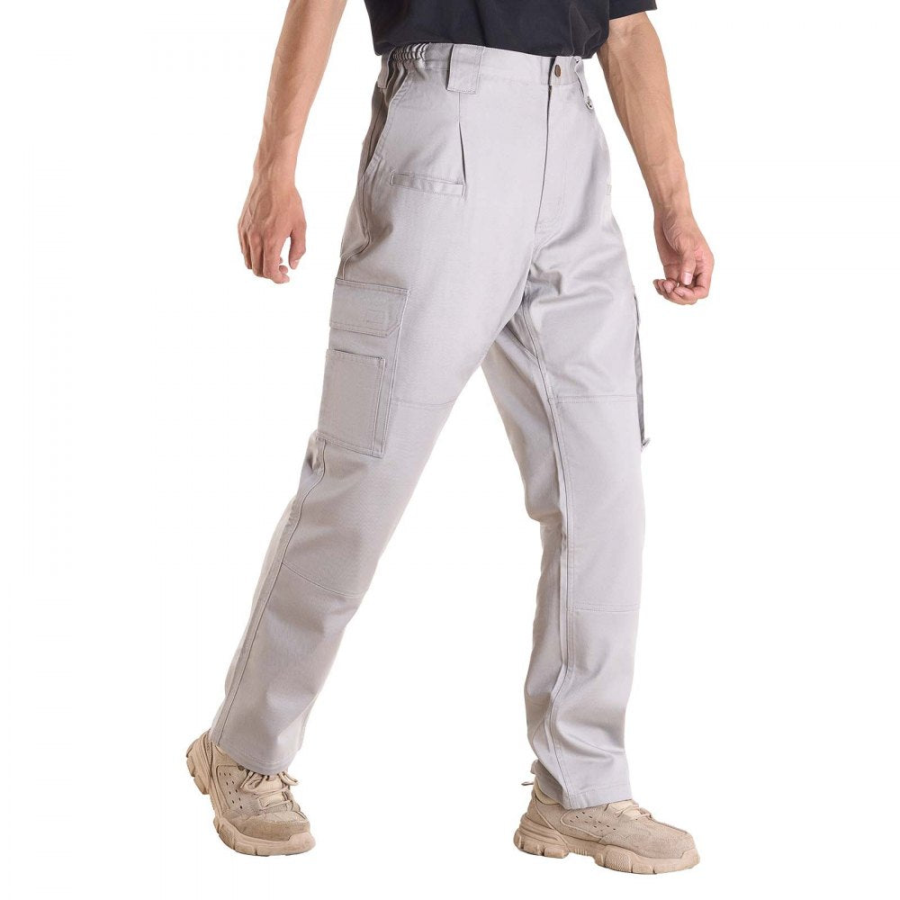VEVOR FR Pants for Men, 9 oz 100% Cotton, Flame-Resistant Cargo Pants with Multi-Pockets and Elastic Waist, Reinforced Tear-proof Stitching, Ideal for Welding Work and Casual Wear, XXL Size, Gray
