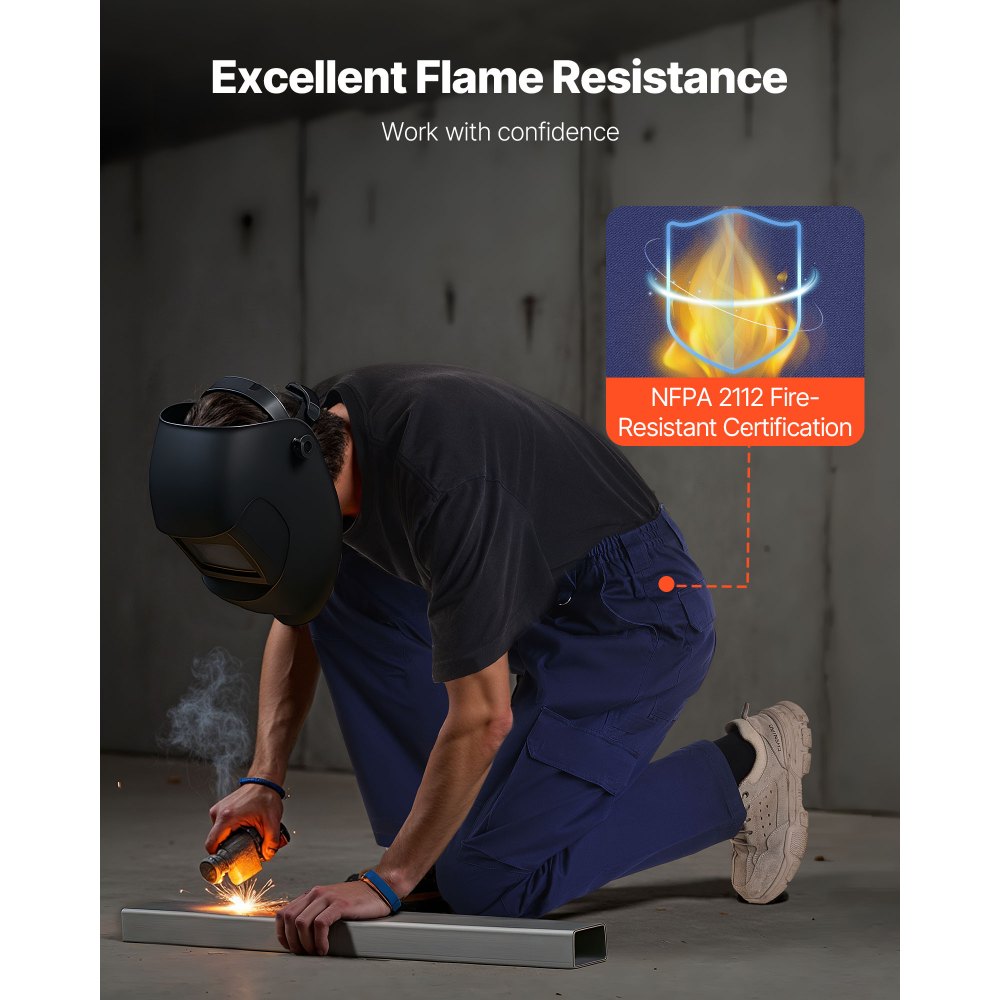 VEVOR FR Pants for Men, 9 oz 100% Cotton, Flame-Resistant Cargo Pants with Multi-Pockets and Elastic Waist, Reinforced Tear-proof Stitching, Ideal for Welding Work and Casual Wear, M Size, Dark Blue