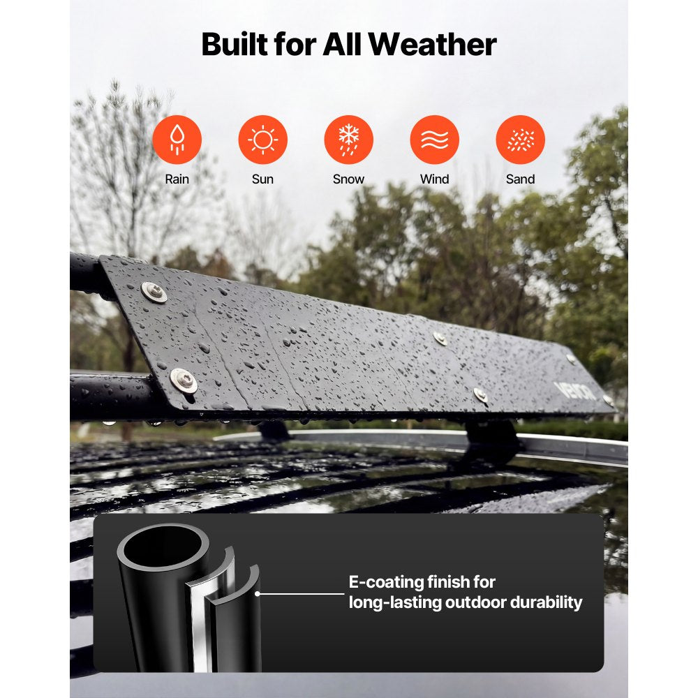VEVOR Roof Rack Cargo Basket, 46 x 36 x 4 in, Heavy Duty Roof Top Carrier Basket with Folding Design, 200 lbs Capacity, All-Weather Easy-Install Car Top Luggage Holder, Universal Fit for SUV Truck Car
