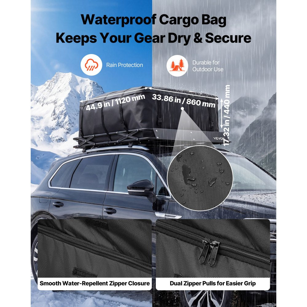 VEVOR Roof Rack Cargo Basket, 51 x 36 x 4 in, Heavy Duty Roof Top Carrier Basket with Folding Design, 200 lbs Capacity, All-Weather Easy-Install Car Top Luggage Holder, Universal Fit for SUV Truck Car