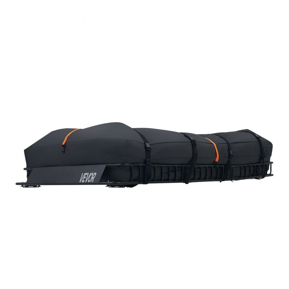 VEVOR Roof Rack Cargo Basket, 90 x 50 x 6 in, Heavy Duty Roof Top Carrier Basket with Waterproof Rooftop Bag, Ratchet Straps, 250 lbs Capacity, All-Weather Car Top Luggage Holder, for SUV Truck Car