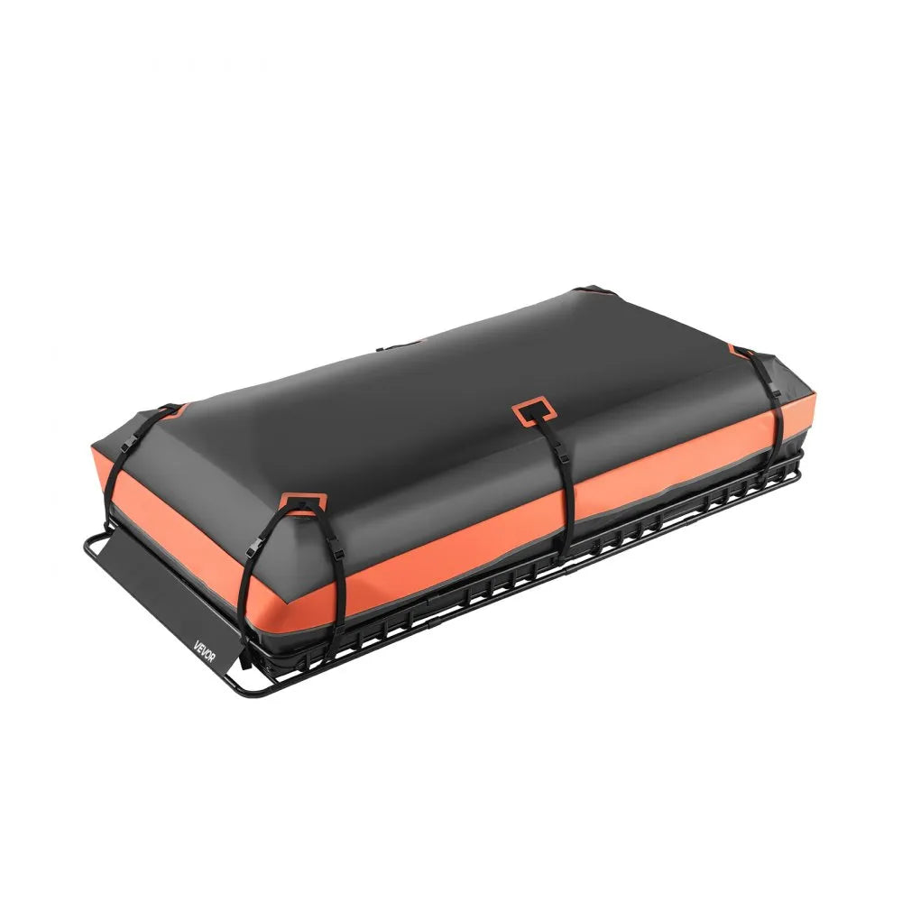 VEVOR Roof Rack Basket, 84 x 39 x 4.1 in, Universal Rooftop Cargo Carrier with 7.9 x 3.9 x 10.2 in Cargo Bag, Net, Ratchet Straps, 250 lbs Max Load Capacity Car Top Luggage Holder, for SUV Truck Car
