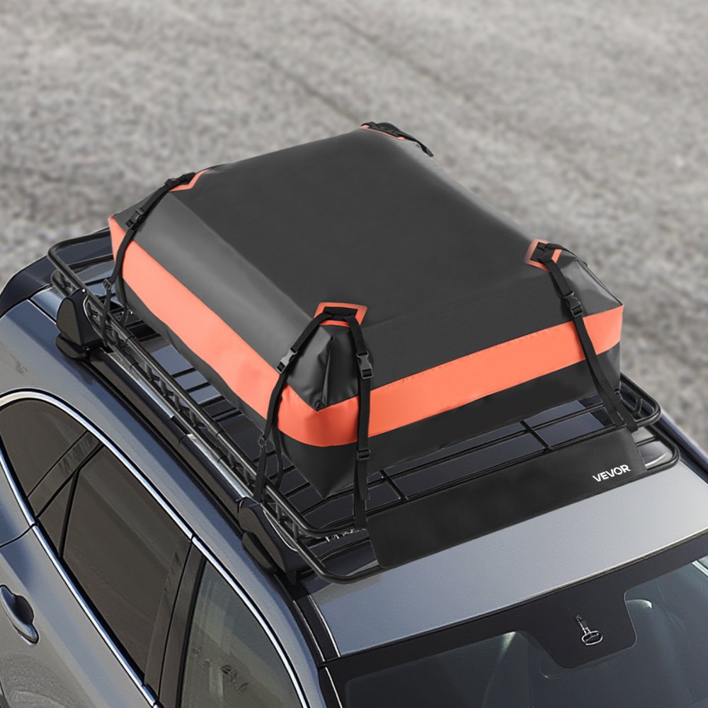 VEVOR Roof Rack Basket, 64 x 39 x 4.1 in, Universal Rooftop Cargo Carrier with 44.1 x 34.3 x 10.2 in Cargo Bag, Net, Ratchet Straps, 250 lbs Max Load Capacity Car Top Luggage Holder, for SUV Truck Car