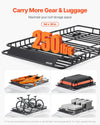 VEVOR Roof Rack Basket, 64 x 39 x 4.1 in, Universal Rooftop Cargo Carrier with 44.1 x 34.3 x 10.2 in Cargo Bag, Net, Ratchet Straps, 250 lbs Max Load Capacity Car Top Luggage Holder, for SUV Truck Car