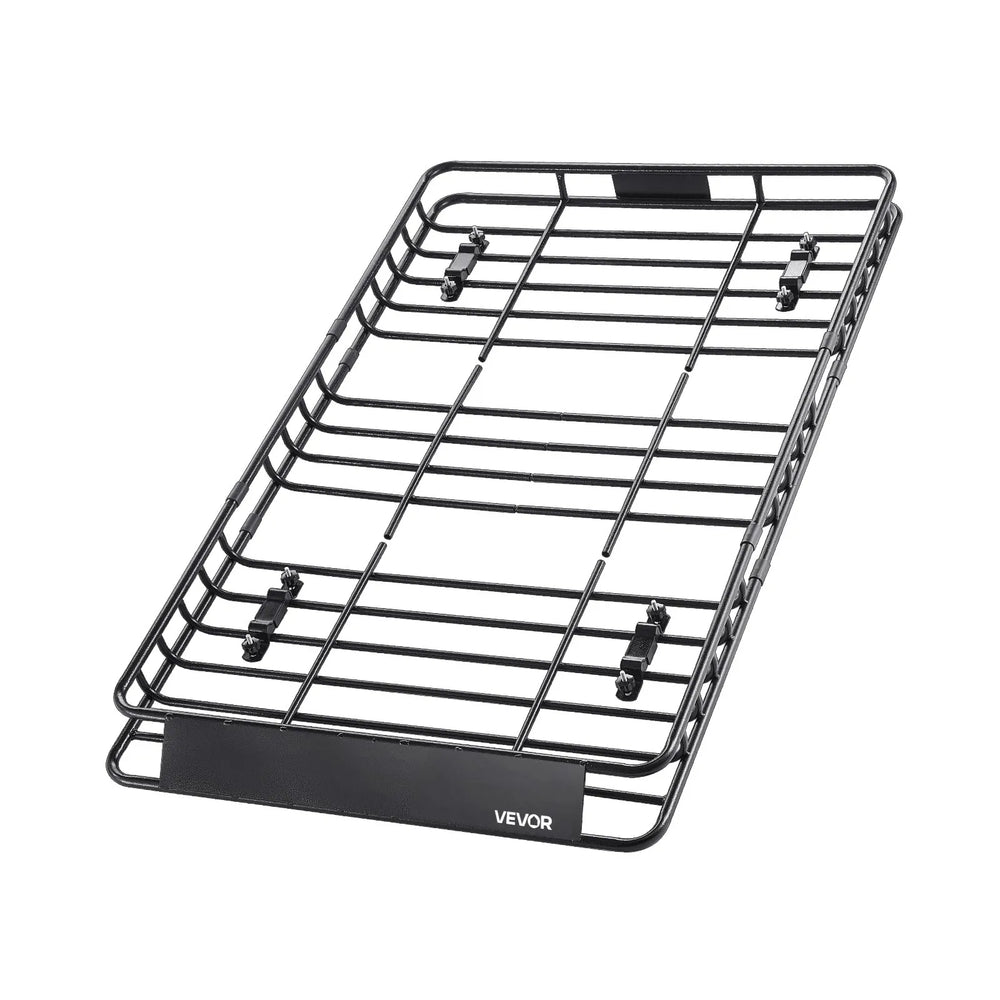 VEVOR Roof Rack Basket, 64 x 39 x 4.1 in, Universal Rooftop Cargo Carrier with 44.1 x 34.3 x 10.2 in Cargo Bag, Net, Ratchet Straps, 250 lbs Max Load Capacity Car Top Luggage Holder, for SUV Truck Car