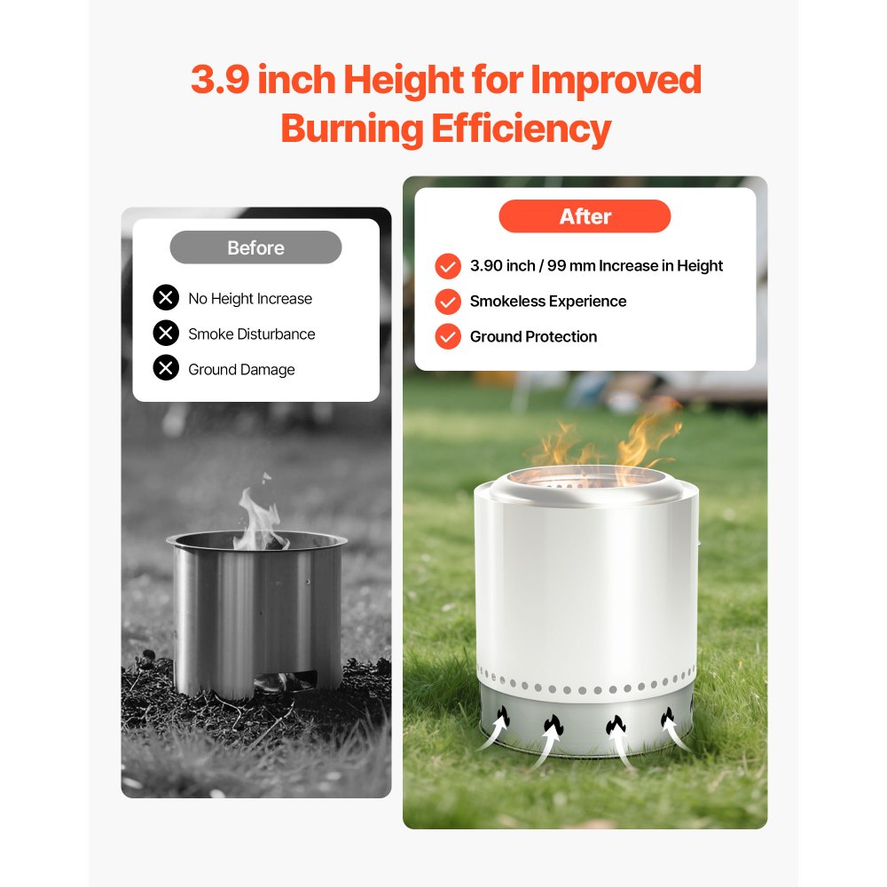 VEVOR Fire Pit Stand for Solo Stove Bonfire,19.5 Inch Smokeless Fire Pit Ring,Stainless Steel Fireplace Stove Support Frame Accessory, Portable Outdoor Camping Holder Tools for Fireplace