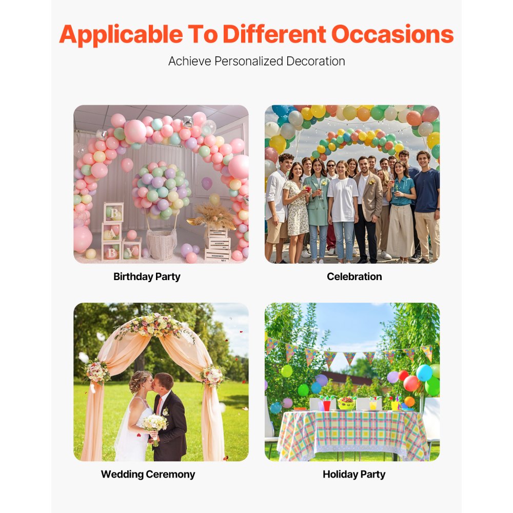 VEVOR Wedding Arch Backdrop Stand, Set of 3, Metal Stable Stand with Case Connection & Chassis Crossbar Design, Easy-to-Assemble Gold Stand with Premium Gauze, Fit for Birthday, Celebration, Holiday