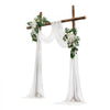 VEVOR Artificial Wedding Arch Flowers Kit, White Wedding Arch Flowers with Drapes Kit (Pack of 3) - 2 Pcs Floral Arrangement, 1 Pcs Sheer Drapes, for Ceremony Bouquets Reception Backdrop Decoration
