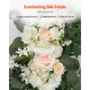 VEVOR Artificial Wedding Arch Flowers Kit, White Wedding Arch Flowers with Drapes Kit (Pack of 4) - 2 Pcs Floral Arrangement, 2 Pcs Sheer Drapes, for Ceremony Bouquets Reception Backdrop Decoration