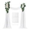 VEVOR Artificial Wedding Arch Flowers Kit, White Wedding Arch Flowers with Drapes Kit (Pack of 4) - 2 Pcs Floral Arrangement, 2 Pcs Sheer Drapes, for Ceremony Bouquets Reception Backdrop Decoration