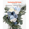 VEVOR Artificial Wedding Arch Flowers Kit, Blue Wedding Arch Flowers with Drapes Kit (Pack of 4) - 2 Pcs Floral Arrangement, 2 Pcs Sheer Drapes, for Ceremony Bouquets Reception Backdrop Decoration