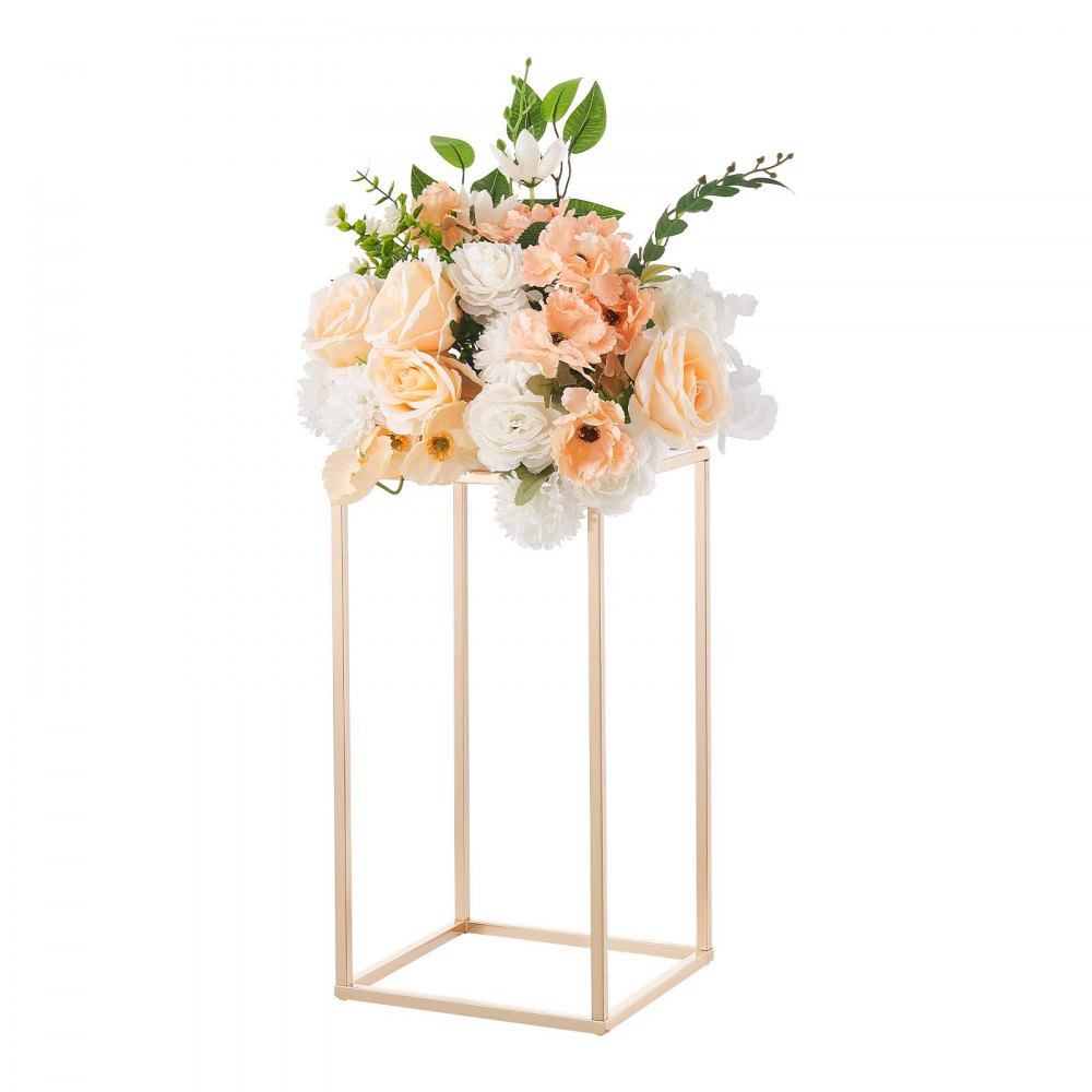 VEVOR Wedding Flower Stand, 10PCS 15.75-inch Column Flower Stand, Floral Stands with Acrylic Laminate, Gold Rectangular Floral Display Rack for Wedding, Party, Birthday, Home,  Gold Centerpiece Stands